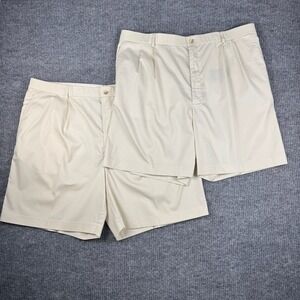 Sportif  Galapagos Pleated Short Mens 46 LOT of 2 Khaki Shorts Preppy Golf Yacht